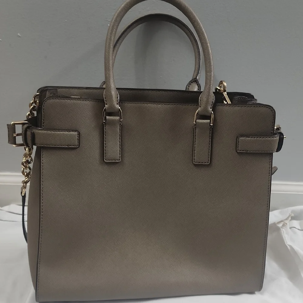 Michael Kors Large Emma Dune Satchel with Gold Chain Strap & Dust Bag